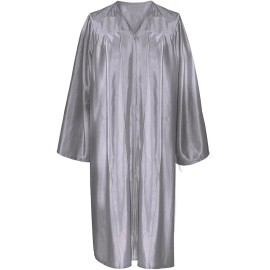 Unisex Shiny Graduation Gown Robe for High School and Bachel or Choir Robe for Confirmation BaptismSize: 57"FF, Color: Silver