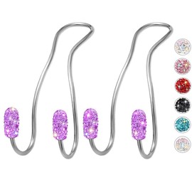 MTGOCHA Car Headrest Hooks Car Purse Hook, Universal Bling Car Seat Hooks Hanger, Car Hook for Purses and Bags Cute Metal Car Purse Holder Hook, Bling Car Accessories for Women, Light Purple