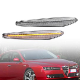 NSLUMO LED Side Indicator Side Marker Light Clear Lens Amber Compatible with 05-11 Alfa Ro.meo 159 Sportwagon Spider Type 939