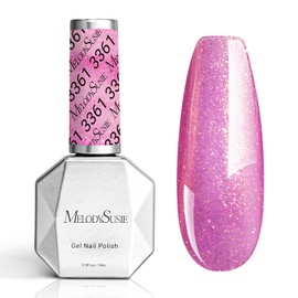 MelodySusie Pink Glitter Gel Nail Polish,0.5fl oz Soak Off UV LED Translucent Jelly Purple Shimmer Pink Gel Polish Gift for Women Nail Art Manicure Salon DIY Nail Design Decoration at Home-A1708