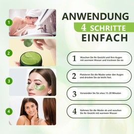 60 PCS Augenpads,Eye Pads,Eye Patches,Augenpads Gegen Augenringe,Kollagen Augenpads Gegen Augenringe Mit Aloe Vera,Hyaluronsäure Augenmaske,Anti Aging,Entfernen Taschen (Grün25050907)