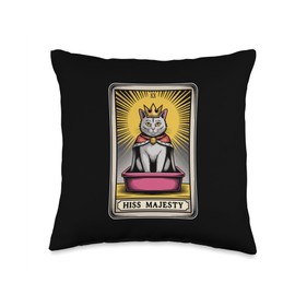 Hiss Majesty Tarot Card Mystic Cat Litter Box Funny Cat Throw Pillow