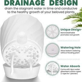 KITLAB Plant Pots with Drainage, Self Watering Pots for Indoor Plants, Home Decor Flower Planters, 4 Pack 6 Inch Plastic Planters Succulent Pots, Mix Color