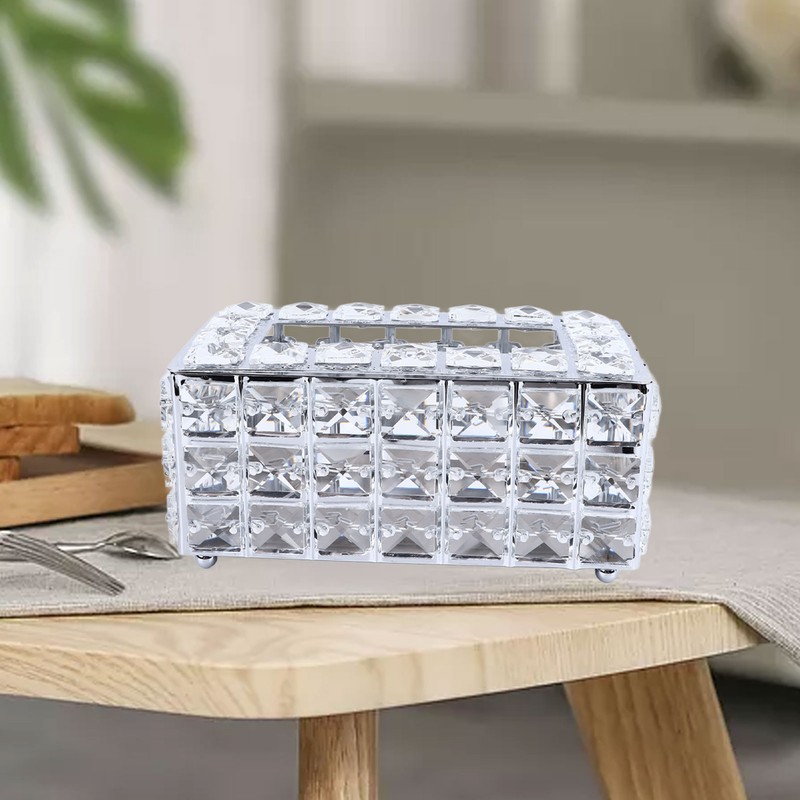 Crystal Tissue Dispenser Elegant Crystal Napkin Holder Decorative Facial Tissue