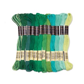 UMC STAG 12 Pieces | Premium Embroidery Thread | 100% Egyptian Cotton Premium Skeins | Cross Stitch Embroidery Floss | Oeko TEX Certified Stranded Cotton (Green Tones)