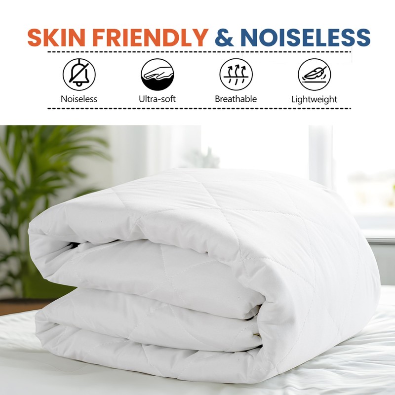 BQC 100% Waterproof Quilted Mattress Protector 35 Cm Deep Skirt