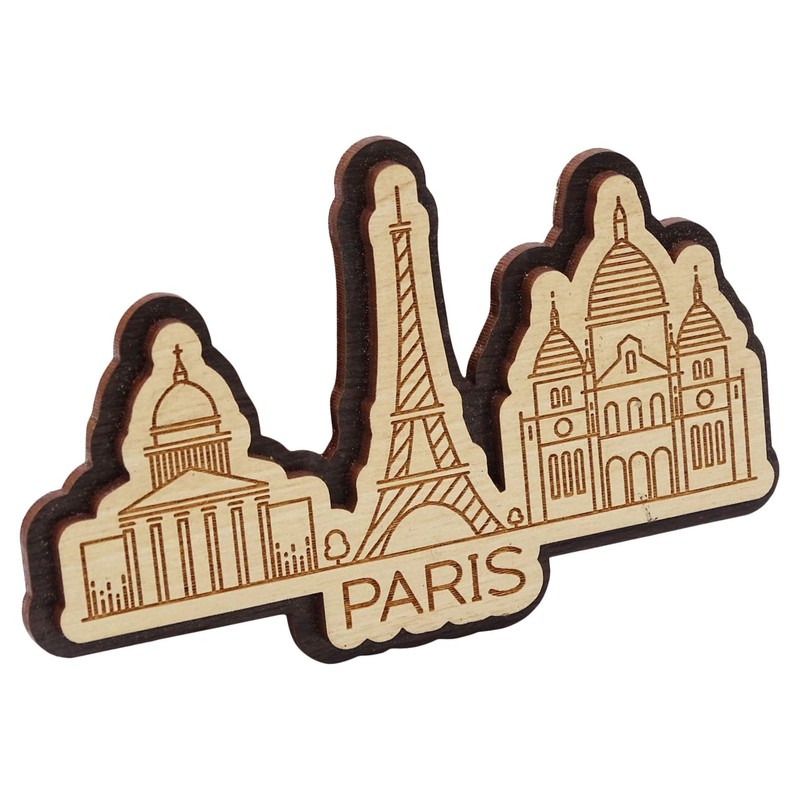 Printtoo Depicting Paris France Monuments Engraved Wooden Fridge Magnet Souvenir