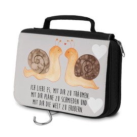 Mr. & Mrs. Panda Wash Bag Snails Love, neutral, Hand Drawn