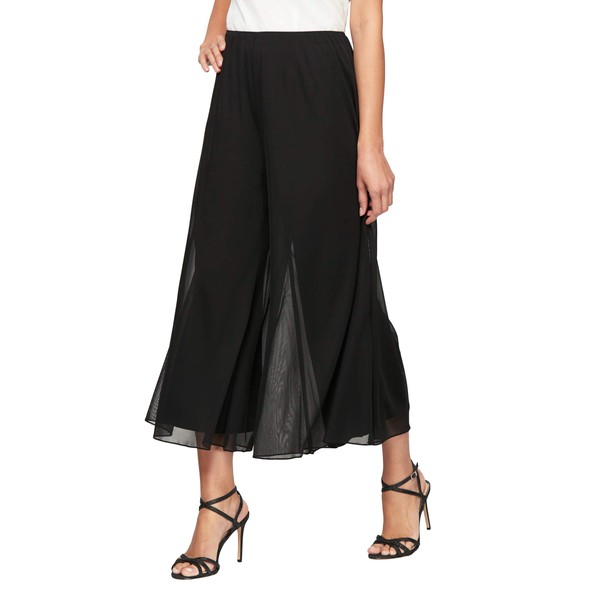 Alex Evenings Women's Cropped Wide Leg Dress Pant, Black Mesh, XL