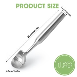 EBQOSK Icecream Scoop Stainless Steel Ergonomic Non-slip Handle, Heavy Duty One-Piece Design, Dishwasher Safe - Zero Waste Kitchen Tool for Ice Cream, Sorbet, Fruit & Baking