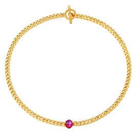 Valloey Rover Gold Cuban Link Chain for Women 14K Gold Plated Toggle Necklace Star Ruby Simple Choker Necklaces Jewelry Gift for Women