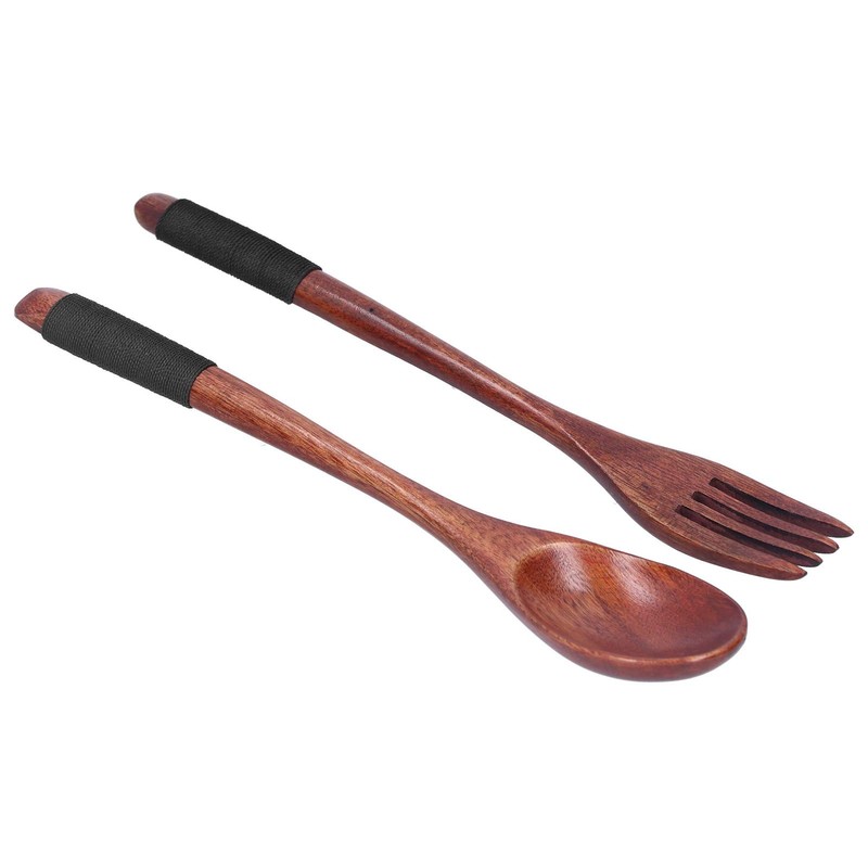 QANYEGN Wooden Spoon Fork Soup Set, Reusable Handmade Flatware Set,