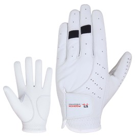 Foriox International All Weather Golf Gloves for Men Right & Left handed for Golfer Comfortable Fits Great & Non-Slip Leather Flexible Golfing (White & Black, M, Right)