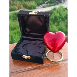 Premium Cremation Urn Red Heart Urn with Black Box and Brass Stand Gift for Your Girlfriend/Boyfriend New Year Gift