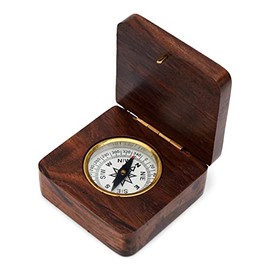 NKlaus Compass in Wooden Folding Box 6.5 x 6.5 cm Maritime Tracking Compass Nautical Decoration 11652