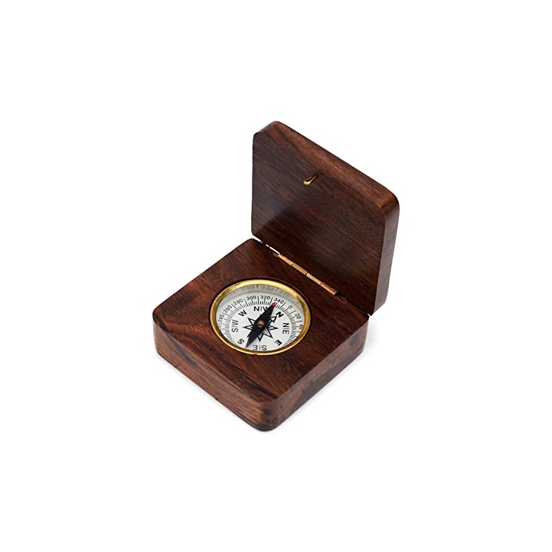 NKlaus Compass in Wooden Folding Box 6.5 x 6.5 cm