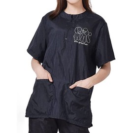 Umora Short Sleeve Pet Hairdresser Smock Work Clothes Apron Grooming Work Clothes Antistatic Waterproof Pet Dog Cat Pet Shop Pet Haircut Clothes with 2 Pockets (Toy Poodle 3XL), Toy Poodle