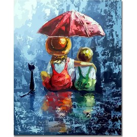 Fan House Painting by Numbers Adults Children Beginners Without Frame DIY Hand Painted Oil Painting on Canvas Kit for Home Decoration Birthday Christmas Gift