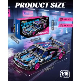 Nueris 1:18 Technic Super Sports Cars Model Sets - 455 PCS Cyberpunk MOC Building Block Car Raceing Engineering Toys - Gift Idea for Adults Boys Girls for Play and Display Collection