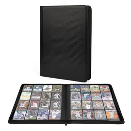 Premium 1000+ Pockets Trading Card Binder, 16-Pocket Ringless Side-Loading Album for TCG, MTG, Lorcana, Sports & Standard-Size Cards (Black1)