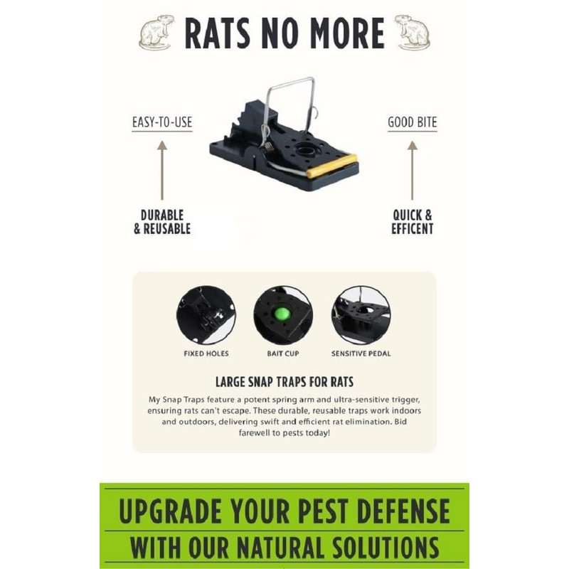 Grandpa Gus's Pest Control Large Snap Traps for Mice/Rats (6