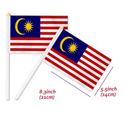 25 PCS Malaysia Handheld Small Flag, Malaysian Hand held Mini Decor Decoration Banner