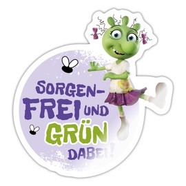 Spreadshirt Die Olchis Film "Sorgenfrei Und Grün Dabei Sticker" 10 x 10 cm Glossy White