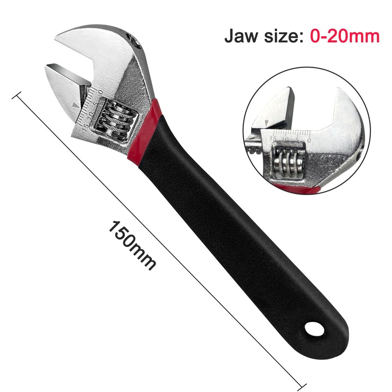 Gentpovth 6 inch/150 mm adjustable wrench, single open-end wrench, max