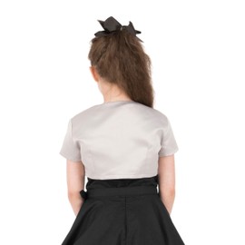 BlackButterfly Niñas Satín Corto Manga Torera Chaquetilla (Plata, 5-6 años)