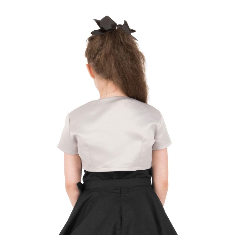BlackButterfly Niñas Satín Corto Manga Torera Chaquetilla (Plata, 5-6 años)