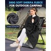 JOYLAMA Outdoor Camping Blanket, Fleece Waterproof Stadium Blanket with Portable