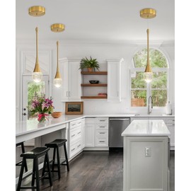 ykolupty Single Head Gold Bubble Crystal Chandelier Modern LED Pendant Lights for Kitchen Island Dimmable 3000-6000k(3 Independence Light)…