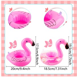 Sonarun 30 Pack Inflatable Flamingo Drink Holder Coasters Inflatable Flamingo Cup Holder Blow Up Flamingo Drink Float for Hawaii Beach Pool Party Toys
