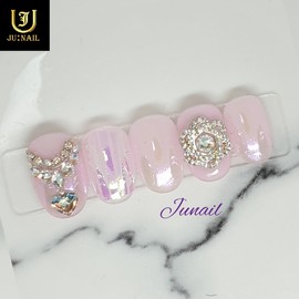 Necklace art handmade nail tips - Short C curve coffin / 목걸이아트 수제네일팁 - 숏C커브코핀