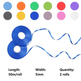 Mooshy 2 Rolls Blue Curling Ribbon, 100m Blue Ribbon for Balloons 5mm Width Blue Balloons String 50m/roll Blue Ribbons for Wedding Party Decorations Gift Wrapping Ribbon for Crafts