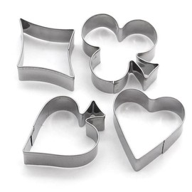 Poker Cookie Cutter, 4 Pieces Poker Stainless Steel Cookie Cutters, DIY Cookie Press Set, Baking Supplies