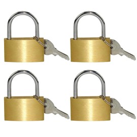 Pack of 4 Padlock 30 mm Lock with Key Brass Padlock Small Padlock with Key for Suitcases, Cupboards, Lockers, Tool Boxes, Warehouse, Garage, Garden