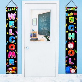 Welcome Back to School Banner 11.8x70.9 inches, Back to School Door Banner Backdrop and First Day of School Hanging Fabric Banners for Pre-school Primary High School Classroom or Schoolyard Decorations