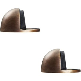 2 PACK | Floor-mounted Oval Doorstop - 44 x 22mm - Antique Brass Half Moon Stopper | Protective Door Buffer - Wall Protection Bumper - Internal Door Accessories