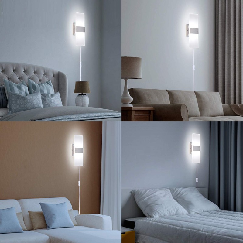 TRLIFE Wall Sconce Plug in, Modern Wall Sconce 12W Wall