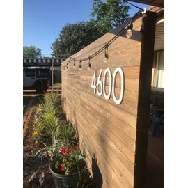 12 inch Large Modern House Numbers, white plastic with hardware included (5, White)