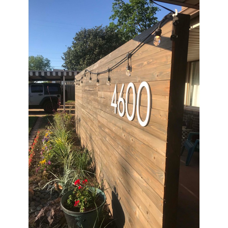 12 inch Large Modern House Numbers, white plastic with hardware