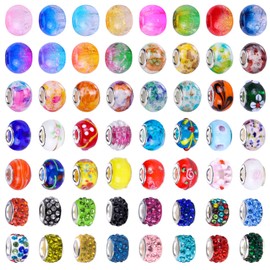 Victlov 100 Assorted European Craft Glass Beads - Mixed Color, Large Hole, Crystal Spacer Beads for DIY Charms Jewelry Making