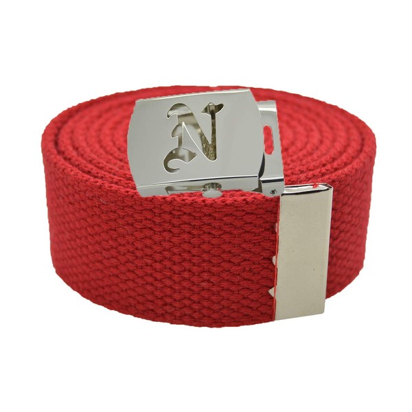 Old English Initial"N" Canvas Military Web Belt & Silver Buckle