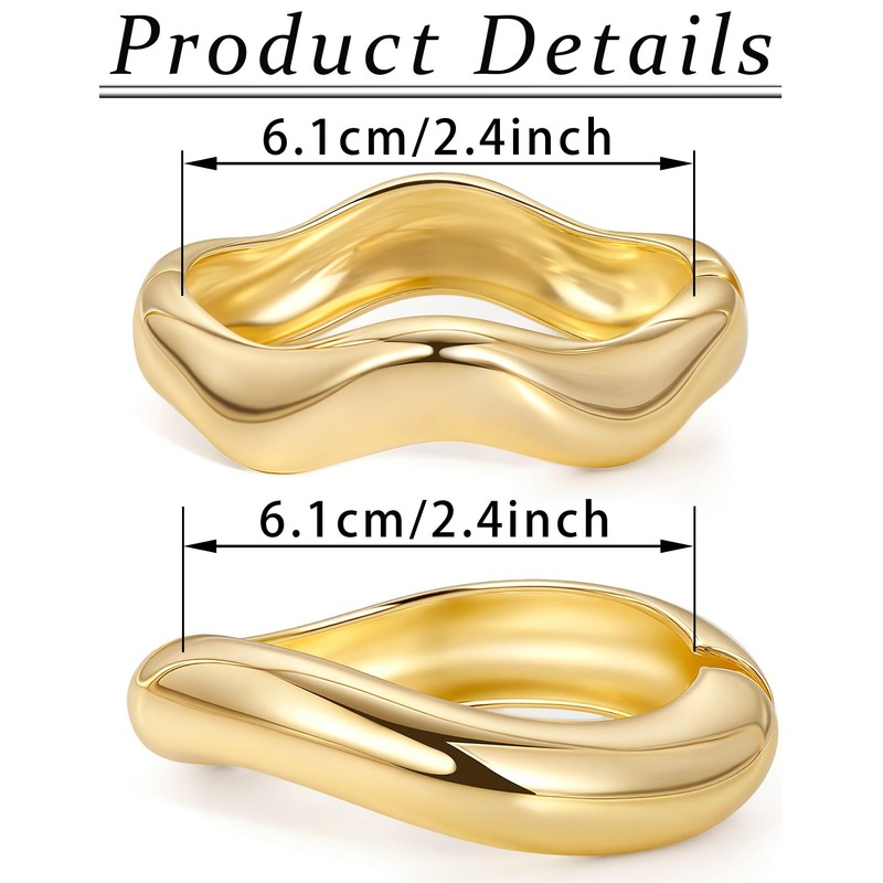 Wrlcorly 2Pcs Gold Bangle Bracelets for Women 14K Gold Plated