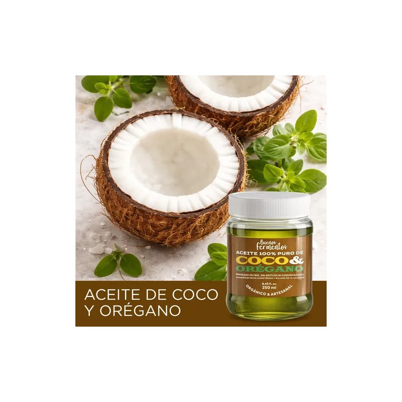 Aceite De Coco Y Orégano Prensado En Frío 100 Natural