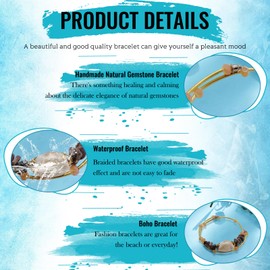 Eslinila Boho Wrist Healing Crystal Bracelets, Charm Ankle Wrap Bracelet Stacks Inspirational Gifts for Women Jewelry -Gold