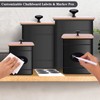 Black Canisters Sets for the Kitchen Counter,Flour Sugar Storage Containers,Metal