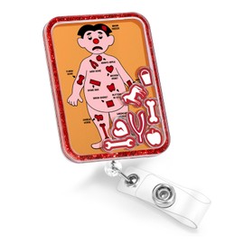 Plifal Operation Badge Reel Holder Clip - Funny Retractable ID Name Card Badge Reel with Charm Alligator Clip, Nurse Nursing Office Medical Worker Student Shaker Accessories Gifts