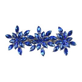 Austrian Crystal Bridal Hair Barrettes, Navy Blue Rhinestones Vintage Hair Clips, Sparkly Glitter Crystal Hairgrip Wedding Hair Headwear Accessories for Women Girls